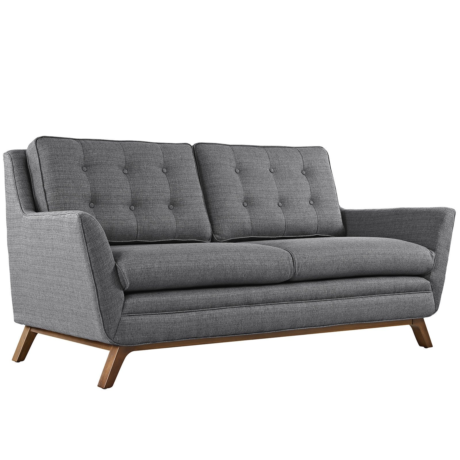 Modway Beguile Mid-Century Modern Loveseat With Upholstered, Gray Fabric